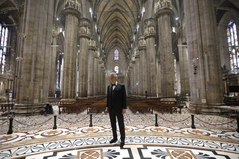 Andrea Bocelli mesmerises in performance from empty Milan cathedral
